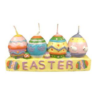 Vintage Colorful Easter Egg Candle Set Decor Unlit